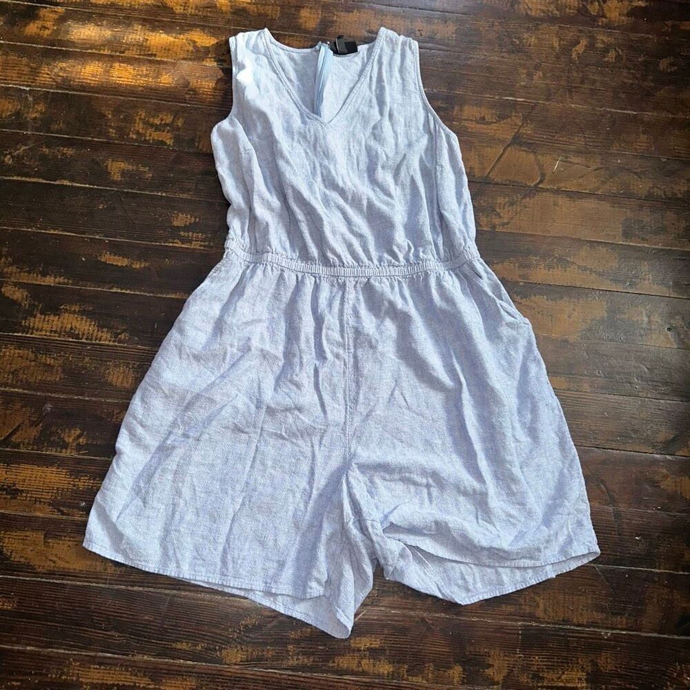 Lane Bryant linen blend size 16 denim blue romper
